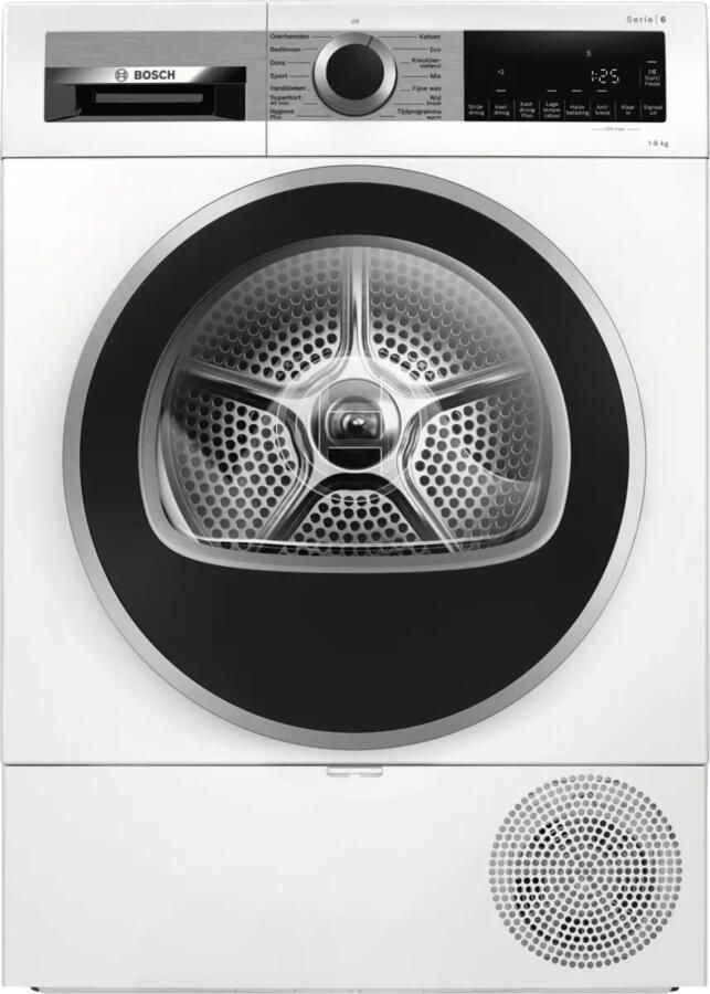 Bosch WQG233DLNL Serie 6 Warmtepompdroger Wasdroger Extra stil- 8 kg Auto Dry: droogt automatisch tot de exacte droogtegraad die je wilt Easy Clean Filter: efficiënt drogen met eenvoudig onderhoud