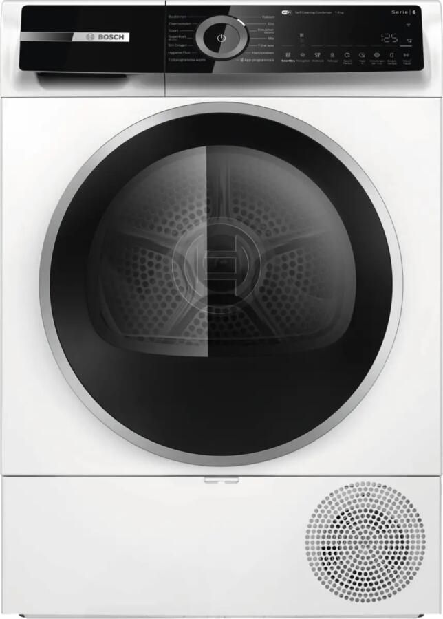 Bosch Serie 6 WQN246D0NL Warmtepompdroger 9 kg Zeer stil Self Cleaning Condensor consistent energieverbruik Home Connect Speed Perfect Wit
