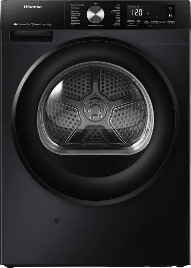 Hisense DH3S902BBCC Condensdroger 9 kg Vrijstaand Voorbelading Warmtepomp Zwart Draaiknop TouchControl 63 dB(A) Ion Refresh Allergy Care Auto Dry - Foto 2