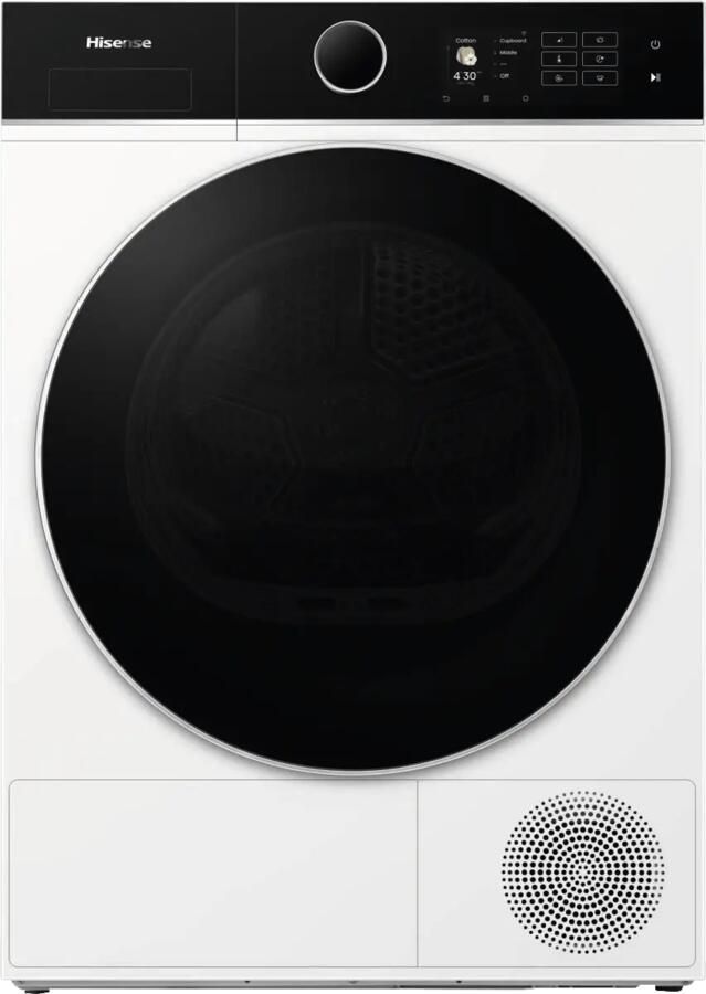 Hisense DH5i104BWAB Vrijstaand Voorbelading Centrifuge Wit Links Glazen deur