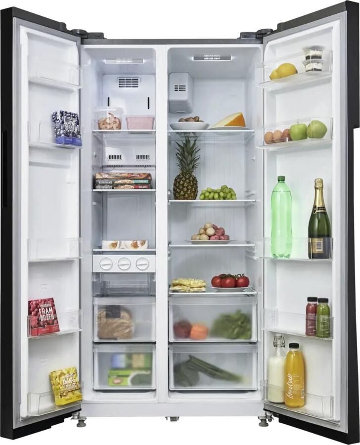 Inventum SKV0178B No Frost energiezuinige Amerikaanse koelkast 555 liter Digitaal led-display IJsblokjesmaker Stil: 37 dB Superkoelen Supervriezen 2 deuren Energielabel D Zwart - Foto 1