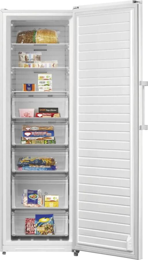 Inventum VR1850W No Frost kastmodel vriezer energiezuinig 272 liter 185 cm hoog Supervriezen Superkoelen Energielabel C Ledverlichting Geschikt voor garage tot -15°C Diepvrieskast Vrijstaand 8 lades vakken Wit