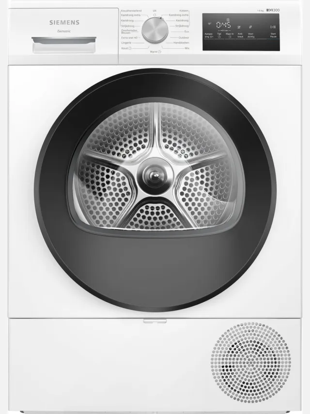 Siemens WT45H20ONL - iQ300 - Wasdroger - Warmtepompdroger - 8 kg - Zeer stil - Uitstekende droogresultaten met autoDry - Outdoor-programma: veilig drogen van waterafstotende kleding en buitenkleding Wit