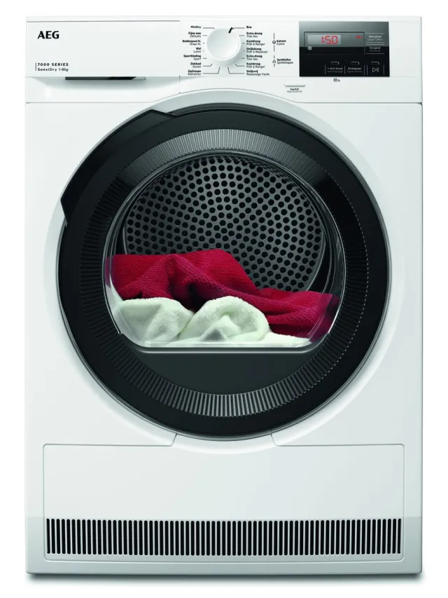Aeg TR7286BB4 7000 SensiDry - Warmtepomp Droger - EnergyLabel C - 8 kg Wit; Zwart