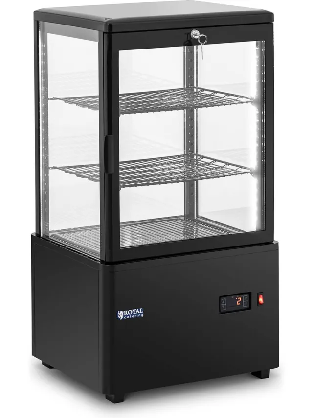Royal Catering Koelvitrine - 58 L - 3 niveaus - zwart - afsluitbaar - Royal Catering