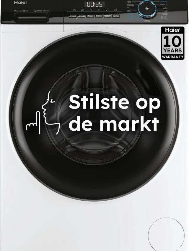 Haier HW90-B14939-DF -De stilste wasmachine op de markt - 9kg - A- Stoombehandeling - Antibacteriële Behandeling (ABT) - 16 programma’s- 10 jaar garantie op onderdelen wit