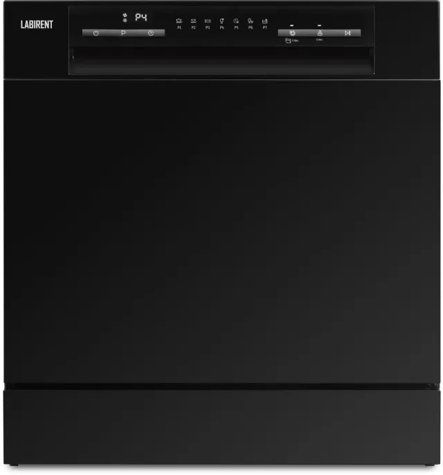 Labirent LMV8-7PZW1 - Mini Vaatwasser - 8 Couverts - 7 Programma’s - Modern - Kleine Vrijstaande Afwasmachine - Zwart