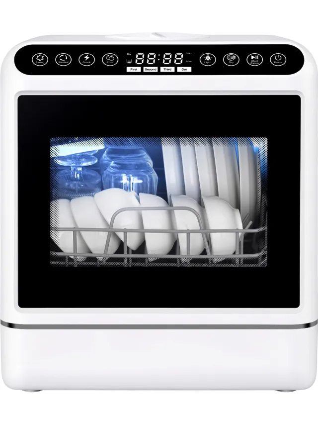 MAGICFOX Mini Vaatwasser -Vrijstaande Compacte Vaatwasser voor 4-6 Couverts - 5 Wasprogramma's -Touchbediening - 5 L Waterreservoir - 1000 W Wit