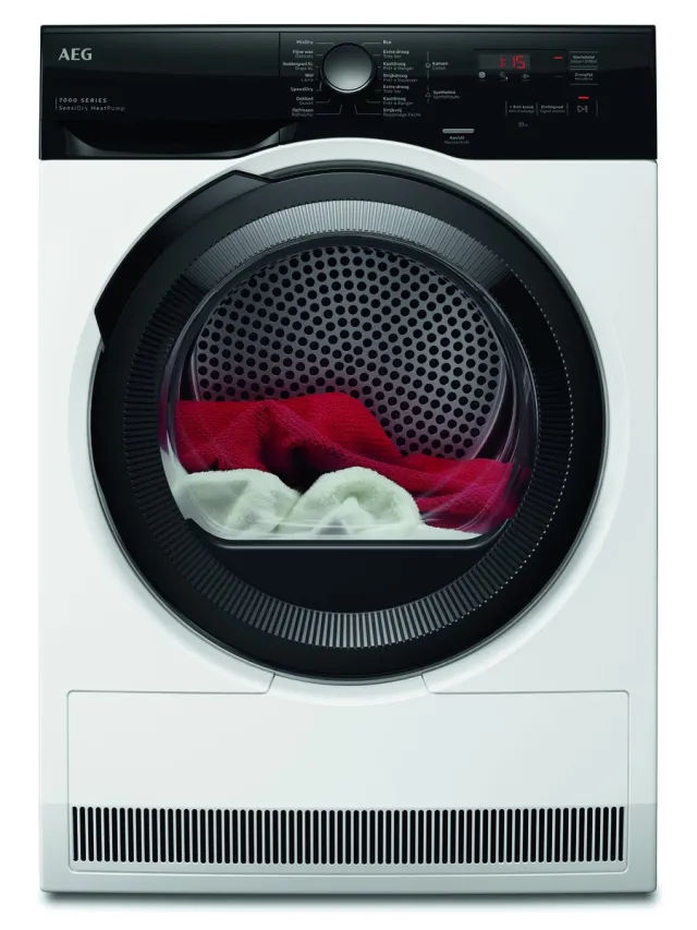 Aeg TR7E86BB4 7000 SensiDry - Warmtepomp Droger - EnergyLabel C - 8 kg Wit; Zwart