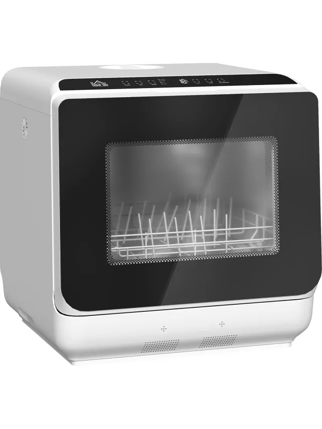 Ropilly Mini vaatwasser tafelmodel - 5 Programma's - met 6 liter watertank - Wit