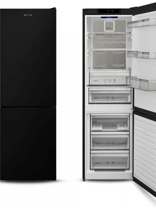 Vestfrost Koel-Vriescombinatie - No*Frost - Strakke Zwarte Look - Maxi-Fresh-filter - Koolstoffilter - 0 °C Lade - Maxi-fresh Filter - Compartiment met instelbare vochtigheid - Deuralarm _ Flessenrek