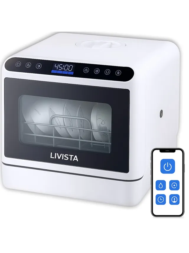 Livista Mini Vaatwasser incl. APP - Vaatwasser - Vaatwasser Vrijstaand - Afwasmachine - Camping Vaatwasser - Wit
