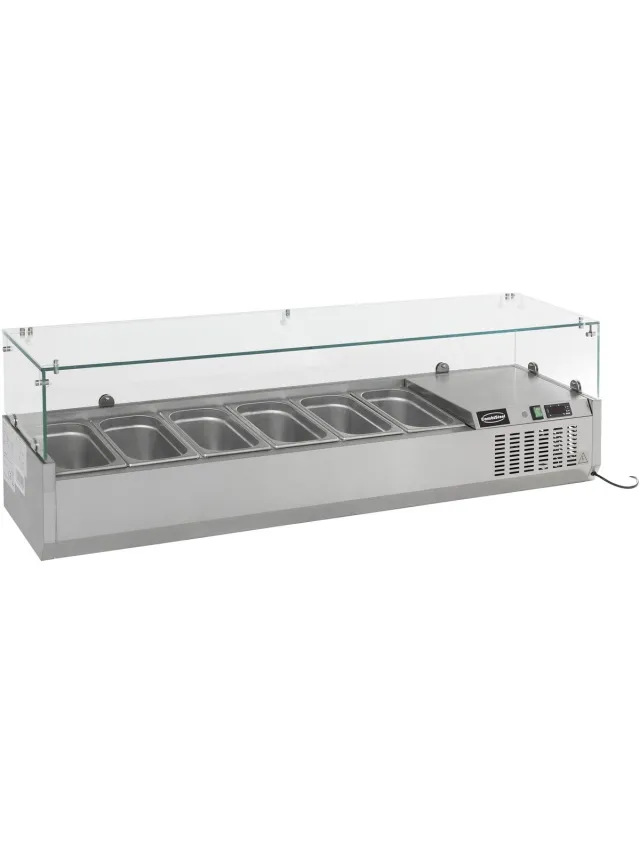 Combisteel Horeca Opzetkoelvitrine - 10x 1/4 GN - +2°c/+8°c - 2000x335x435mm Grijs