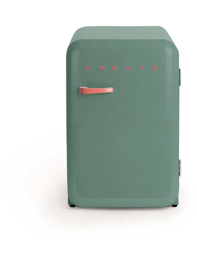 Create Koelkast in retrostijl - Sage - Handvat Terracotta - FRIDGE RETRO 107L