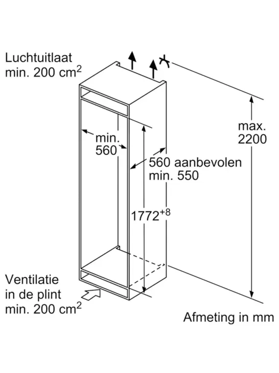 Siemens Inbouw koelkast met diepvries KI87VVFE1 wit, foto 2