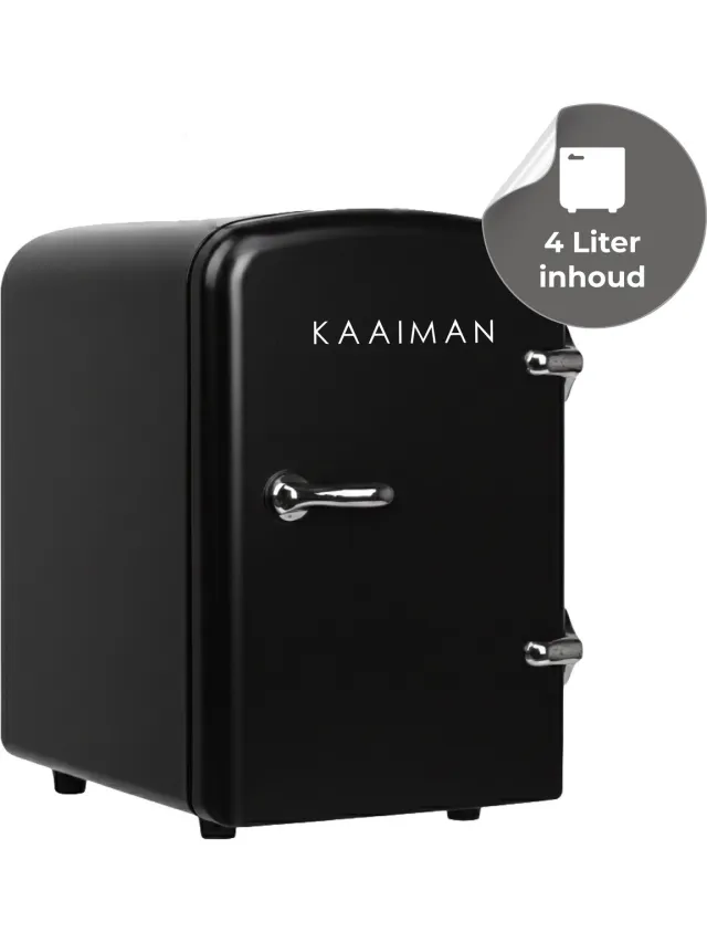 Kaaiman Mini Koelkast 4L - Kleine Koelkast 12V/220V - Cosmetische Koelkast - Warm en Koud Functie - Skincare Fridge - Minikoelkast Slaapkamer - Zwart