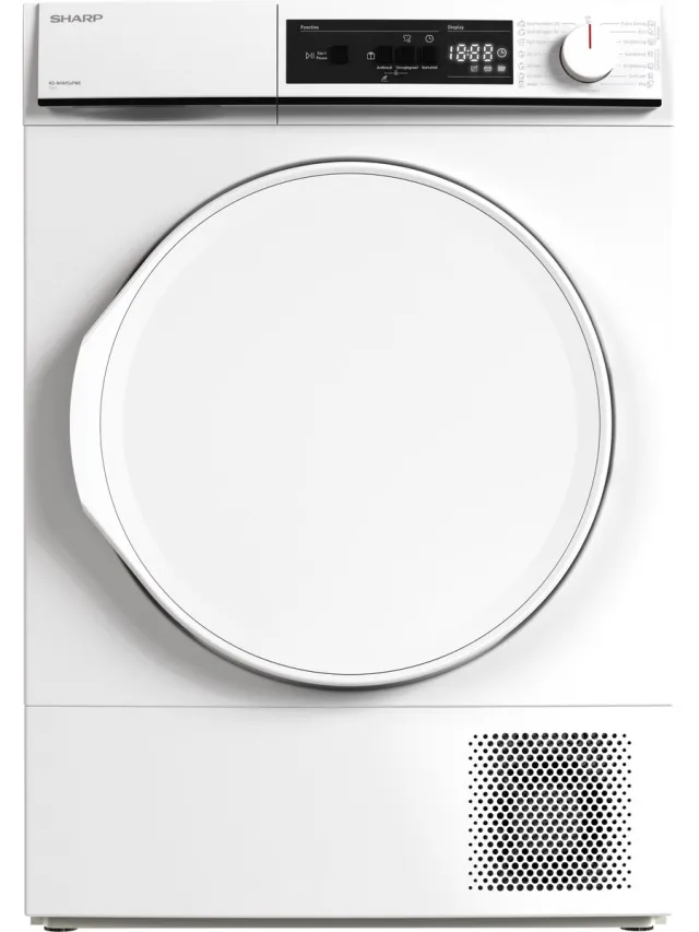 Sharp KDNHA9S6PWEBX – warmtepomp droger – 9 kg – energie label E – 15 programma’s – LED binnenverlichting – wit –