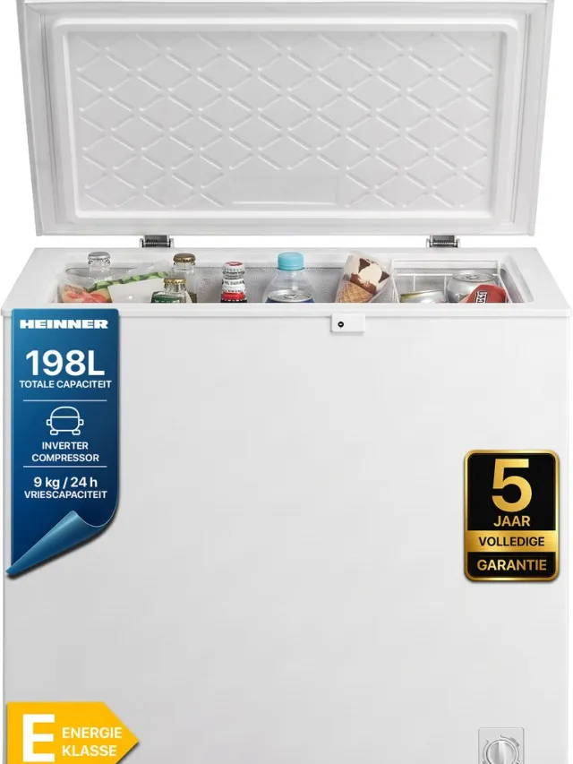 Heinner HCF-M198INVCE++ Vrieskist – 198 L – Convertible (Koelkast/Vriezer) – LED-verlichting – Inverter Compressor – Vergrendelbaar – Wit – 5 Jaar Garantie