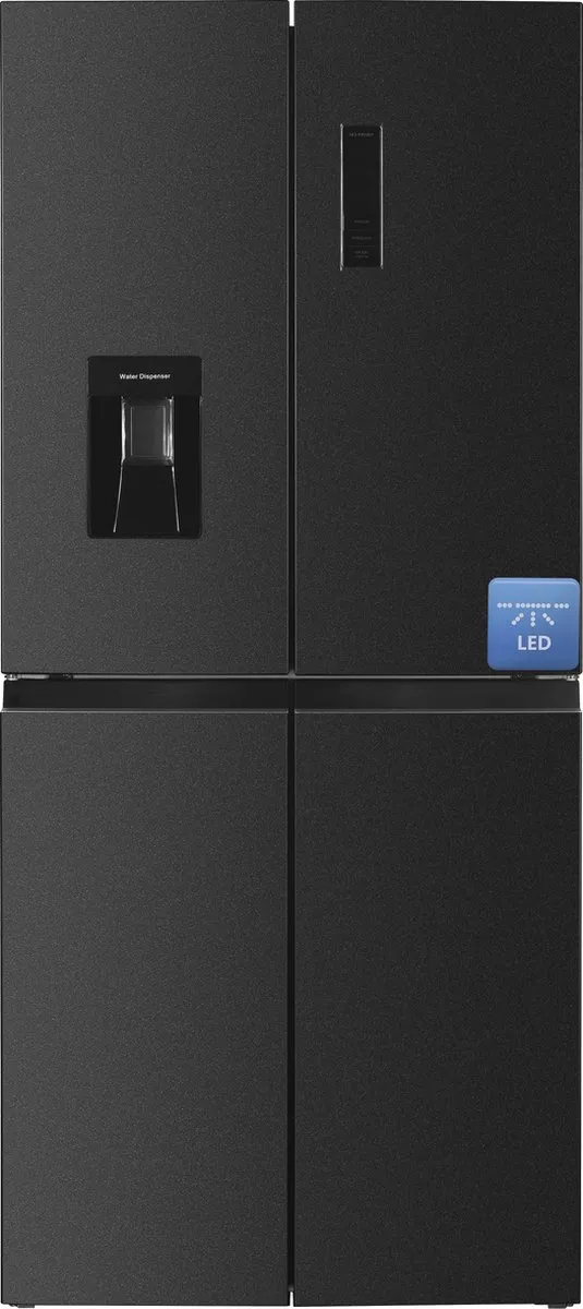 Frilec BONN-MD458-WS-040DDI Amerikaanse koelkast, 419 liter Dark Inox
