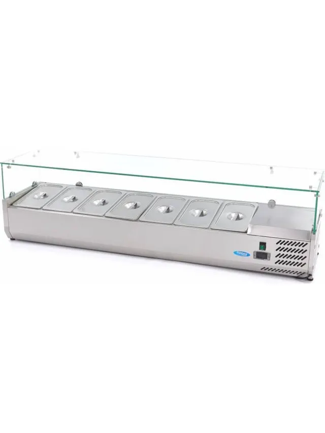 Maxima Opzetkoelvitrine - 160 cm - 7 x 1/3 GN Bakken Roestvrij staal