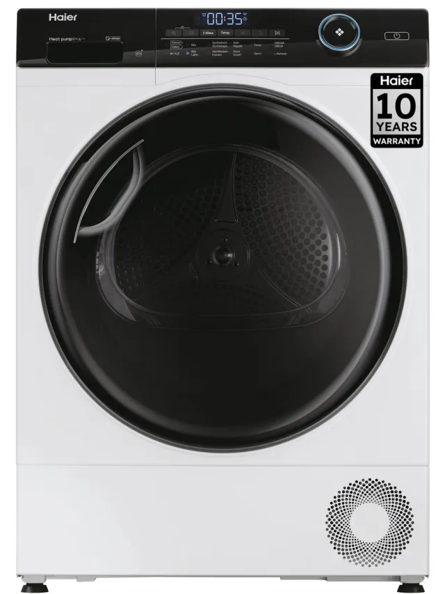 Haier HD80-A3959E-DF Wasdroger - 8kg - Warmtepomp Inverter - Geconnecteerd - 15 programma’s - 10 jaar garantie op onderdelen White