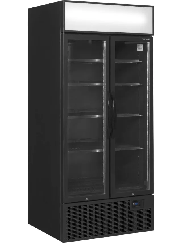 Tefcold Koelkast - dubbeldeurs glasdeur - horeca koeling met glazen deur zwart / antraciet - 808 liter inhoud - Tefcold Zwart met antraciete zijkappen