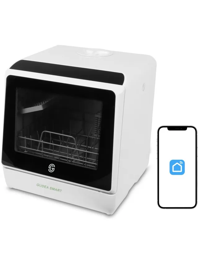 GudeaSmart® Mini Vaatwasser Incl. App – Afwasmachine – 5 Programma’s – 900 Watt – 42,5 x 42,8 x 45,8 cm - Wit