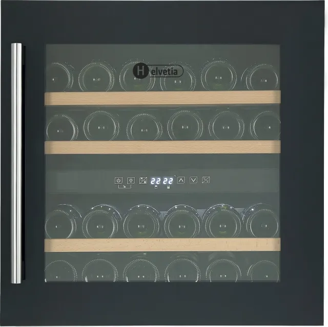 helvetia Inbouw wijnkoelkast H 60 cm - 2 temperatuurzones - 36 flessen - type HWTE236GN - 5-22°C zwart