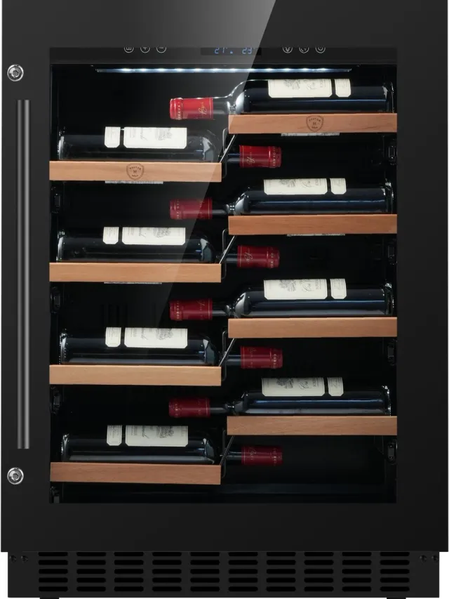 Nestor M NWBP136FN2 Wijnkoelkast 36 Flessen (ook Champagne en Elzas) – Inbouw of vrijstaand – Zwart Glas – 1 Zone – LCD Display – 5-20°C Zwart 36 flessen 1 zone