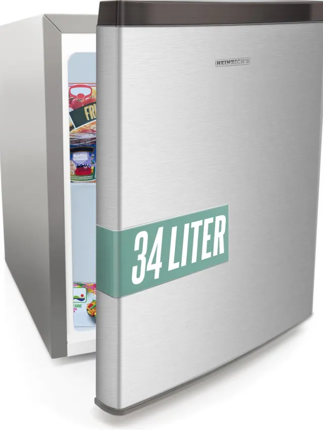 Heinrich's HGB 4088 SI mini vriezer, 34 liter, RVS front
