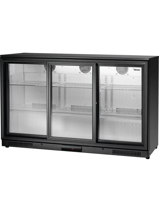 Bartscher Barkoelkast 270L - Zwart - 3 schuifdeuren - LED-verlichting - 1335x500x860mm - Horeca Koelkast rvs