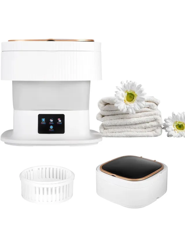 Evaux boutique mini wasmachine - Camping Wasmachine - Met Centrifuge - 10L wit