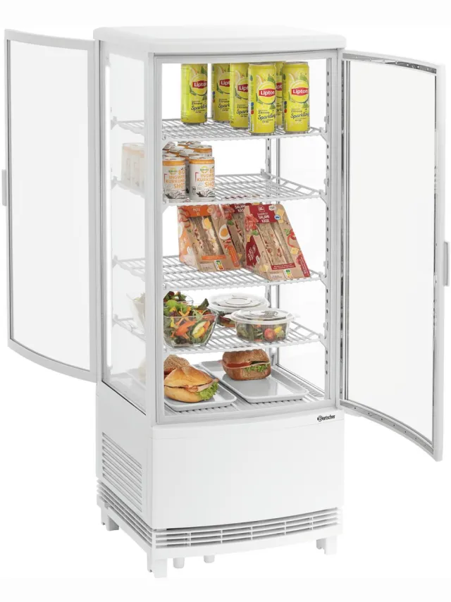 Bartscher Mini-koelvitrine - 98L - Wit - 4 Niveaus - Led - 425x425x1090mm