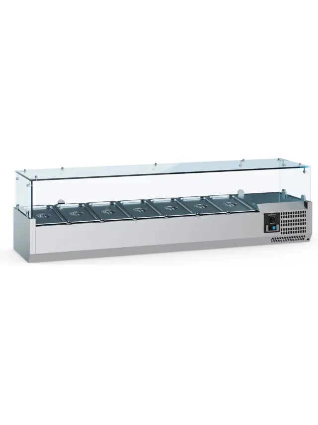 Ecofrost Opzetkoelvitrine 8x 1/4 GN - RVS - 1800mm Grijs