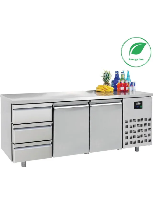 Combisteel Koelwerkbank - 474L - 2 Deuren + 3 Laden (1/1 GN)-2°c/+8°c - 1865x700x850mm