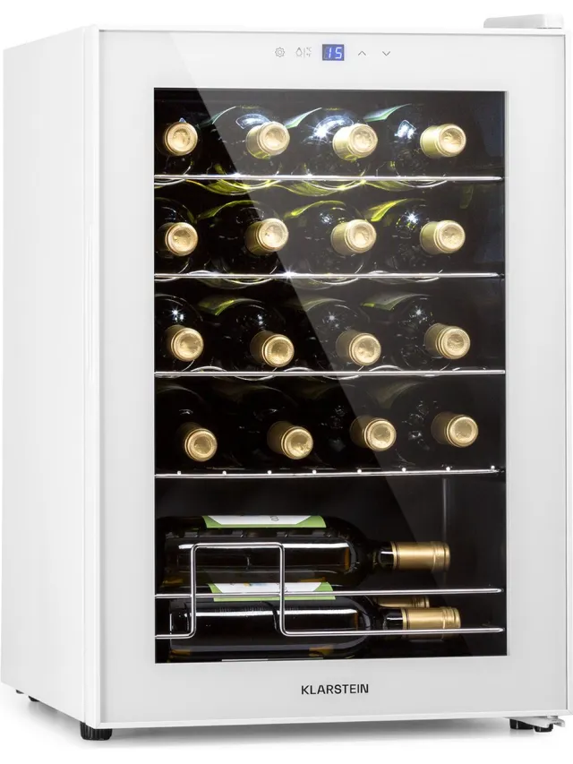 Klarstein Shiraz 20 Uno wijnkoelkast, 20 flessen, vrijstaand Wit Glas
