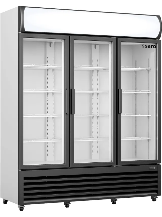 Saro Koelkast GTK 1065 3 Glazen Deuren 1065 L LED Verlichting Reclame Display Professionele Horeca Koelvitrine Zwart