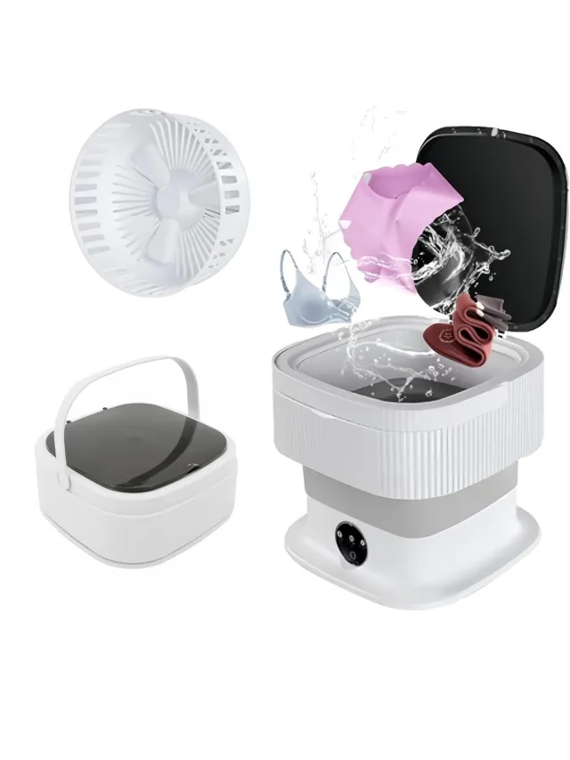 ApexArte® Draagbare Mini-wasmachine - Opvouwbare Wasmachine - Klein Wasgoed Wassen - 3 Reinigingsstanden - Grijs