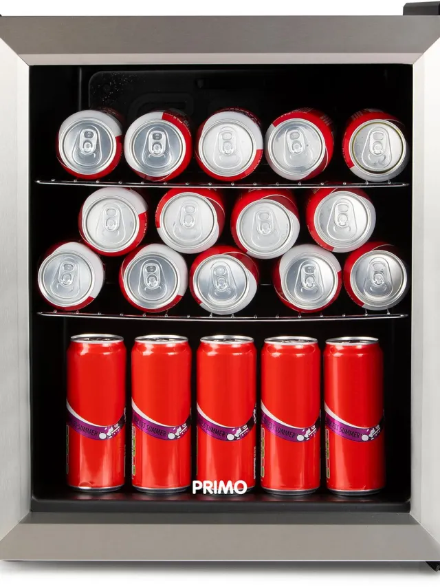 PRIMO PR194BC Drankkoelkast - Minibar - Mini Koelkast - Glazen deur - 46L - C - Zwart