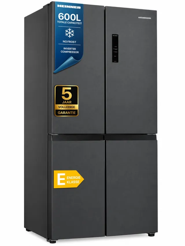 Heinner HSBS-HM600MDNFDXE++ Amerikaanse Multi-Deurs Koelkast – 600 L – Full No Frost – Touch Display – Inox Antraciet – InoxCool Technology – 5 Jaar Garantie