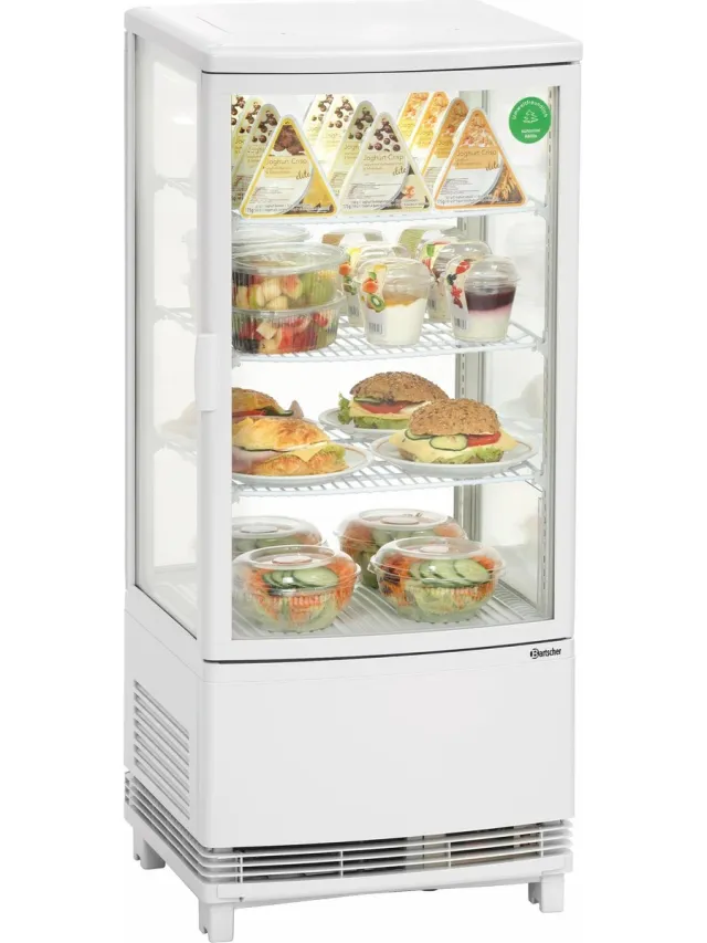 Bartscher Mini-koelvitrine 86L - LED - Dubbelzijdige toegang - 425x425x980mm rvs