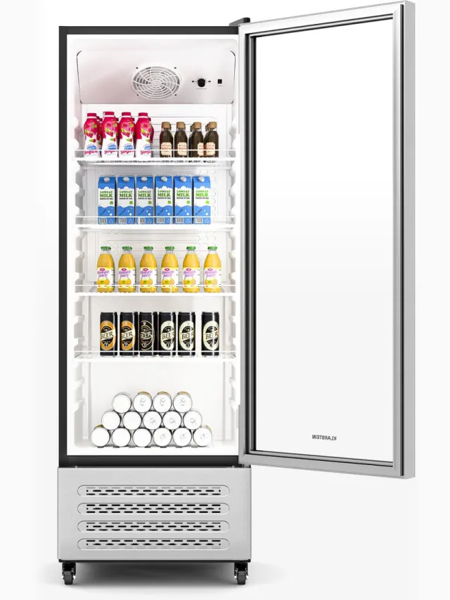 Klarstein Drankkoeler GrandCooler 270L Drankenkoelkast - Dubbelwandige deur, aluminium deur, LED-verlichting, mechanische thermostaat, 0°C tot 10°C, 4 wielen, energieklasse B - voor Bar - Verstelbare Schappen - Zwart - Drankkoelkast Zilver