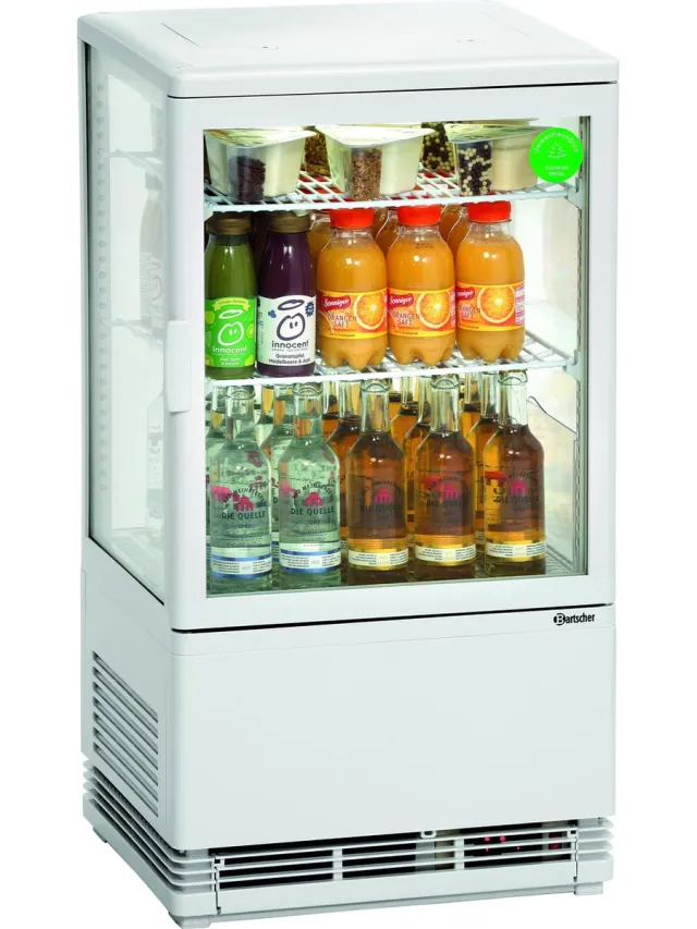 Bartscher Mini-koelvitrine 58L - Wit - 2 roosters - LED-verlichting - 435x385x805mm