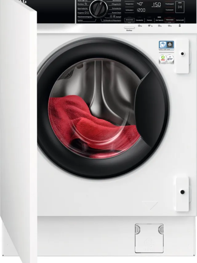 AEG Series 8000 LWR8WI7680, Voorlader, Ingebouwd, Wit, Links, Zwart, Knoppen, Draaiknop White