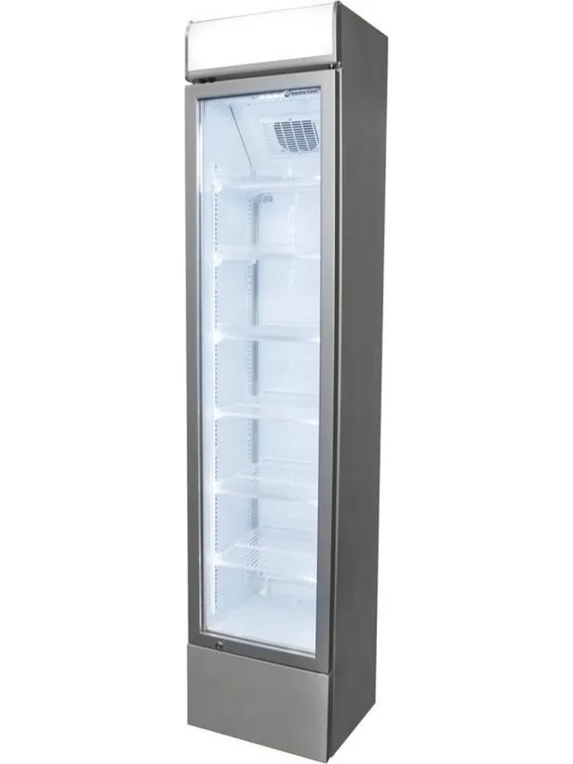 Gastro-Cool DC130 - Slimline koelkast met glazen deur 150 Liter - Zilver/Zilver/Wit 135401