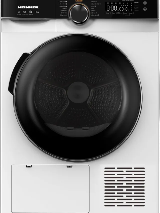 Heinner Warmtepompdroger - 8 KG - 14 Programma's - Antikreukfunctie - LED display - Trommelverlichting - Wit White