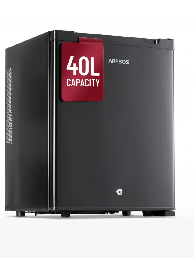 Arebos 40L Mini koelkast stil compact minibar met slot LED zwart kantoor home