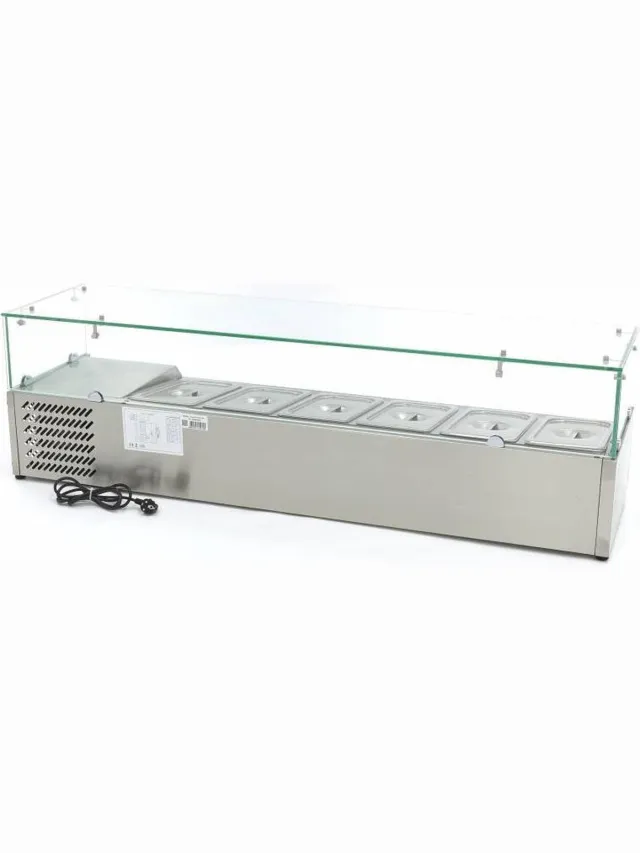 Maxima Opzetkoelvitrine - 150 cm - 6 x 1/3 GN Bakken Roestvrij staalWit