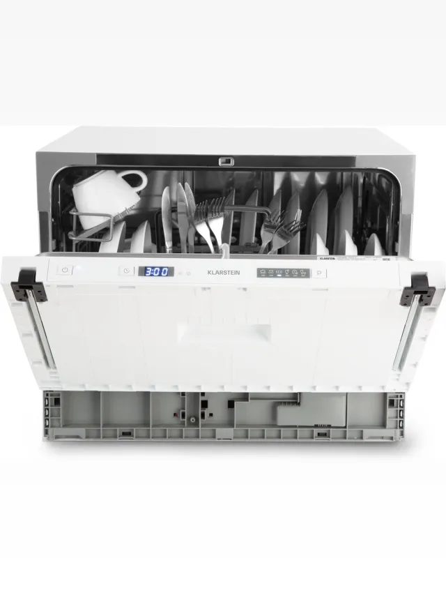 Klarstein Vaatwasser Mini voor 6 Couvert, Stille Inbouw Vaatwasser klein met 6 Programma’s, Tafelmodel Vaatwasser voor Thuis, Kantoor en Camping, Mini Vaatwasser met Wateraansluiting - Vaatwasmachine Afwasmachine - 6 Maatgedekken 52 cm - voor Singles Wit