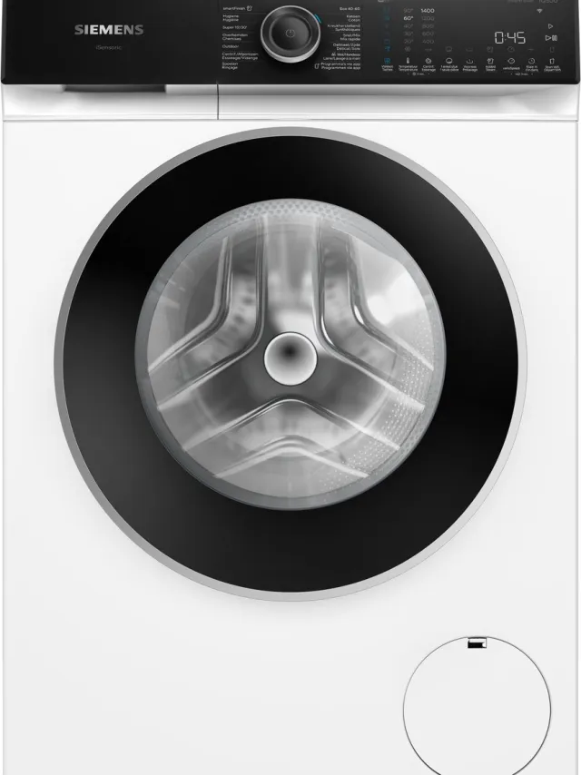 Siemens WG44H203FG - iQ500 - Wasmachine - 9 kg - 1400 rpm - 20% zuiniger dan energielabel A - Home Connect - smartFinish: vermindert kreukels tot 50% - speedPack L: verkort wasprogramma's met varioSpeed - NL/FR Display Wit